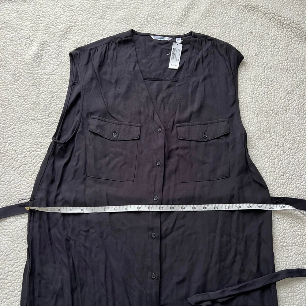 La Vie En Rose Sleeveless Button Down Tie Waist Dress - Picture 3 of 4